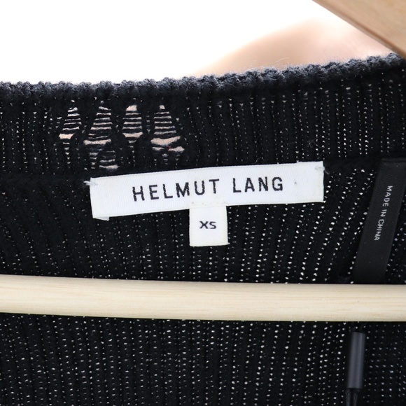 NWT Helmut Lang Distressed V Neck Sweater Black - Picture 7 of 8